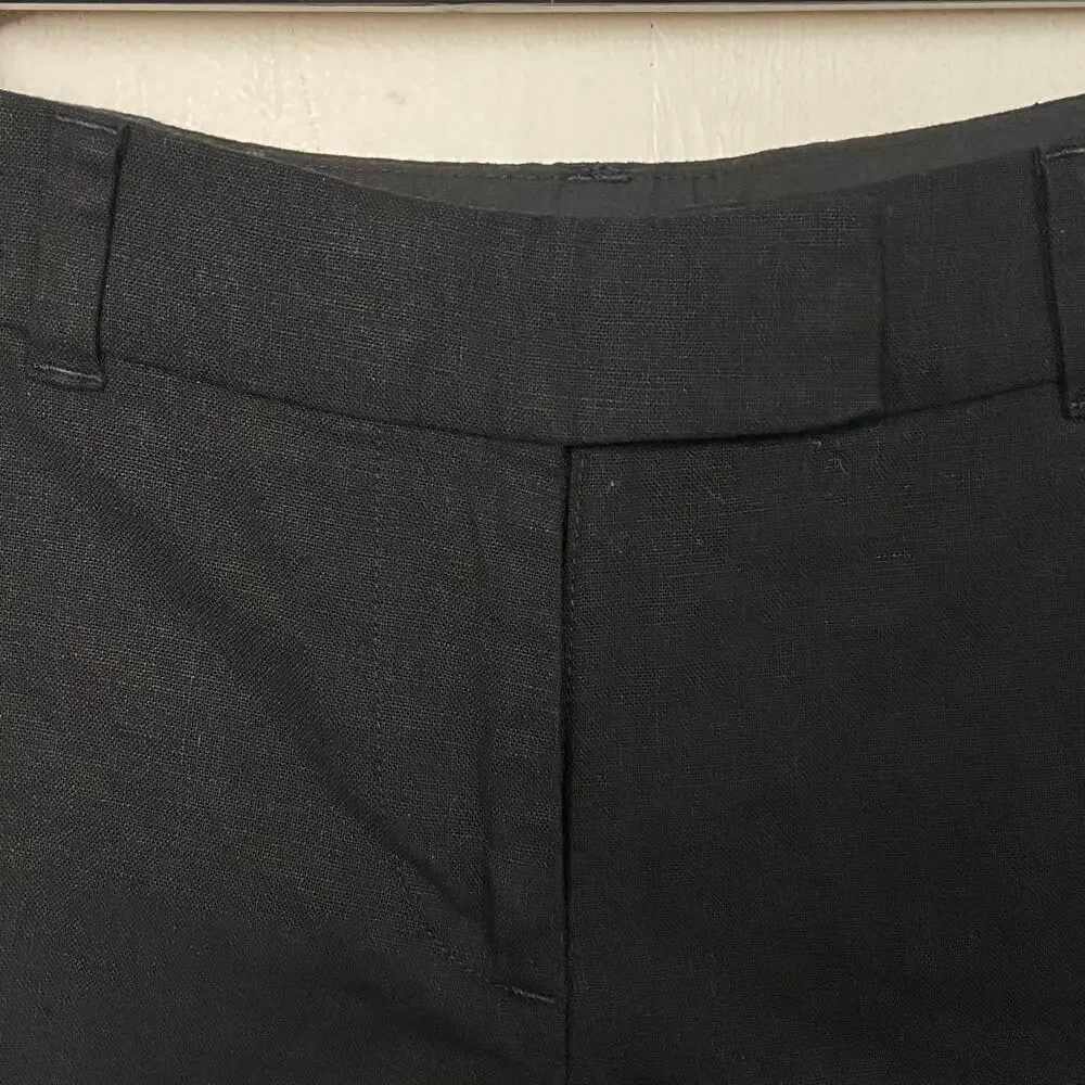 J.Crew Women's Black Linen Cotton Scallop Hem Shorts Size 4 NWT